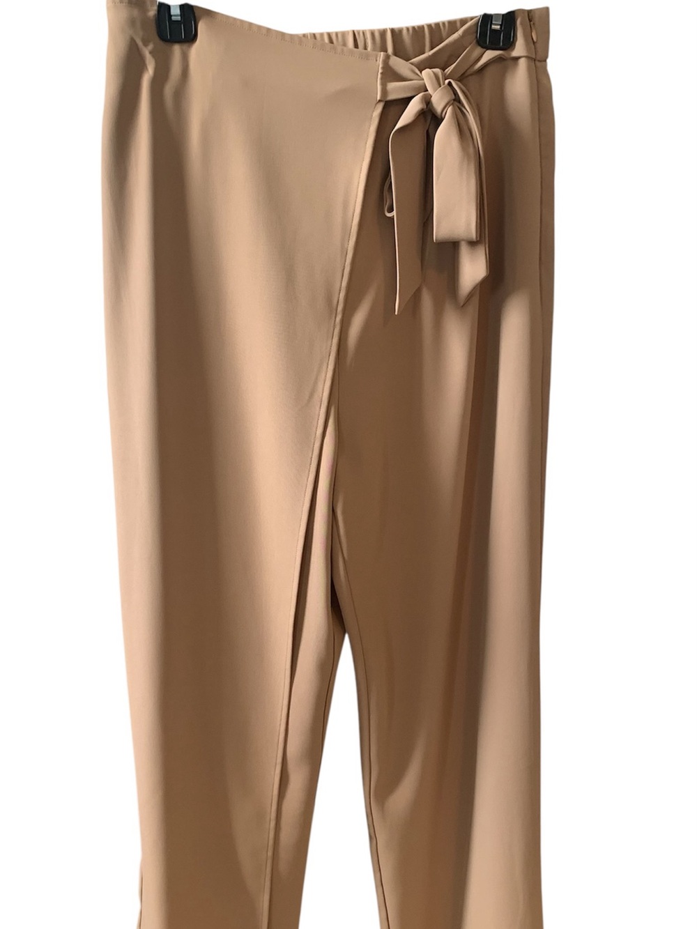 HALARA Camel Wrap-Front Wide Leg Pants with Self-Tie